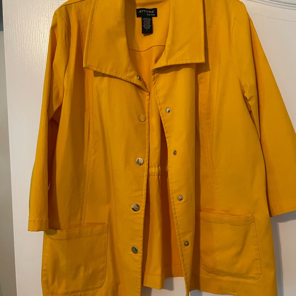 ATTYRE Yellow Utility Jacket with Collared Neckline, Large